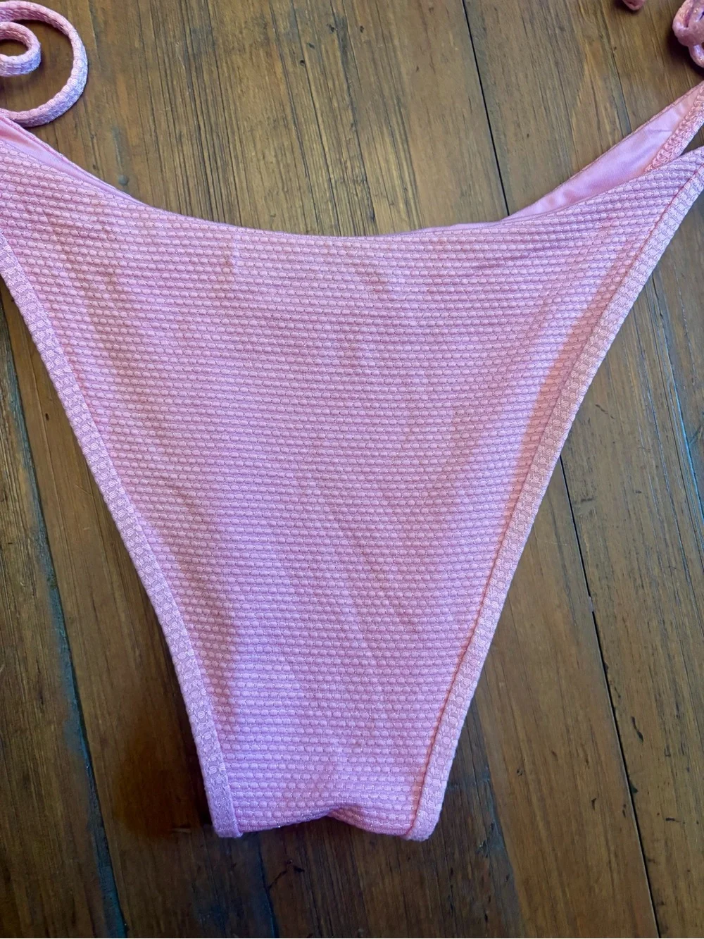 Frankie’s bikinis pink ribbed bikini set